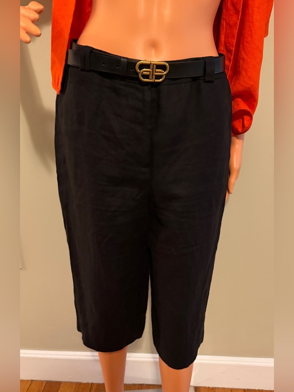 Talbots Black Linen Bermudas with Lined Interior